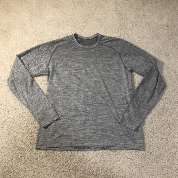 Lululemon Long Sleeve T-Shirt Men’s Large Gray Heather Gym Athletic - Picture 1 of 8